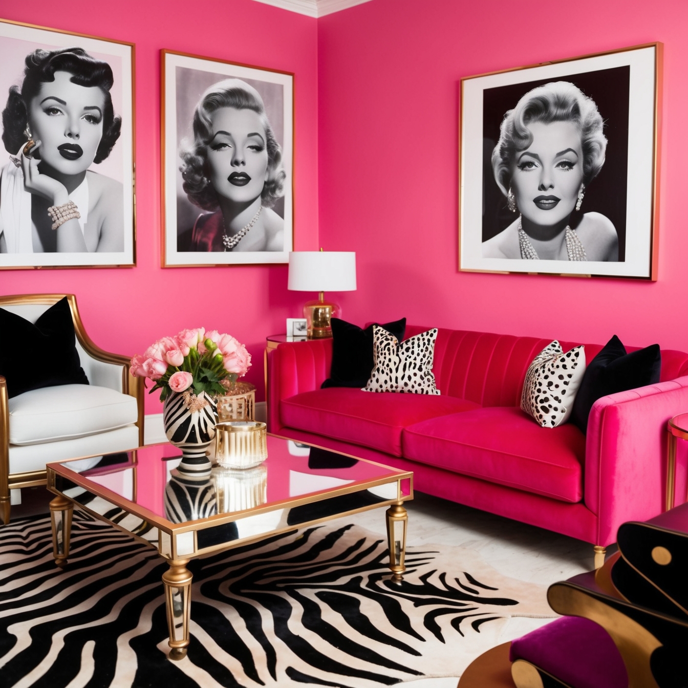 pink living room