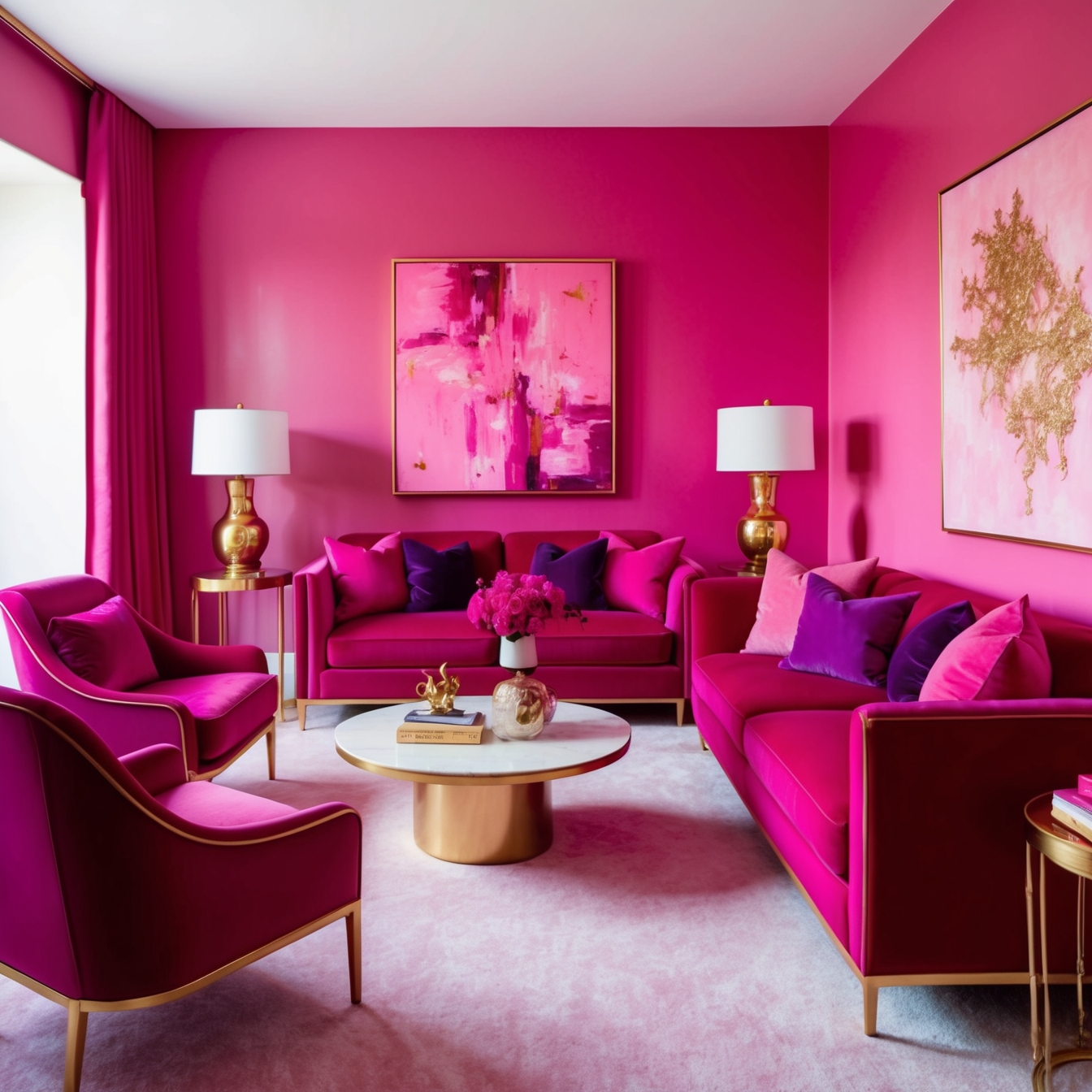 pink living room