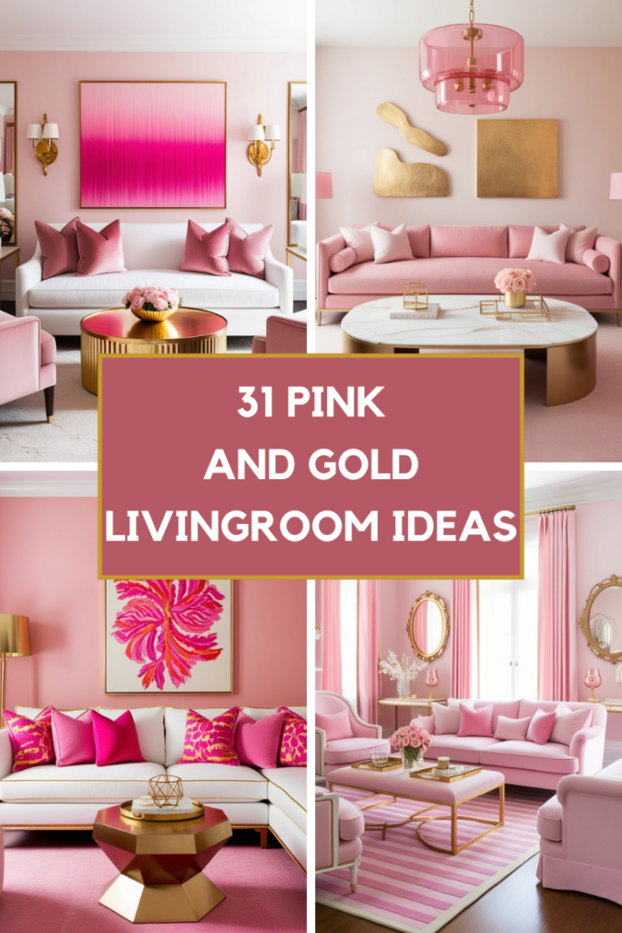 pink and gold living room