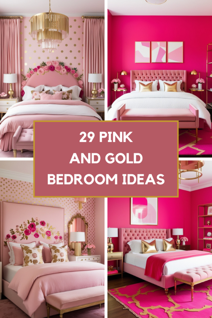 pink and gold bedroom