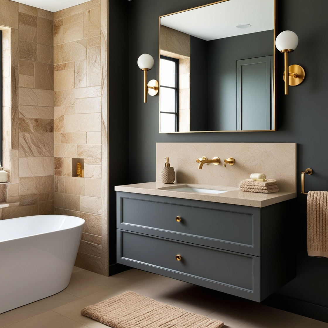 beige and grey bathroom