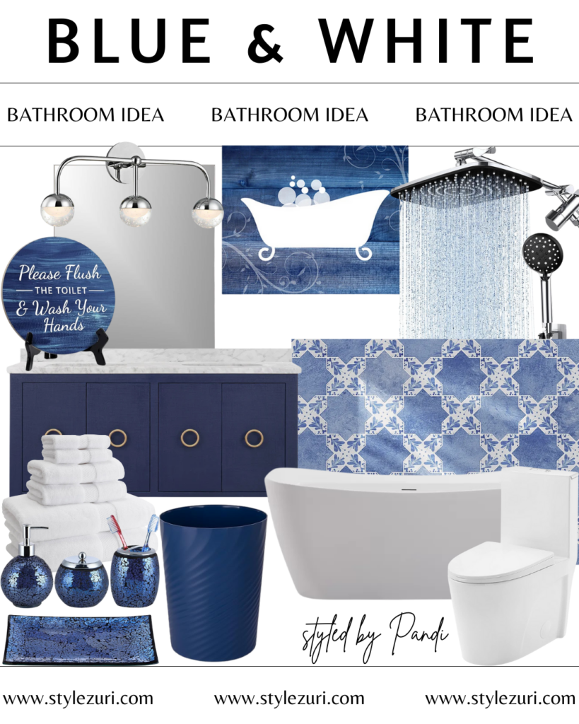 blue and white bathroom