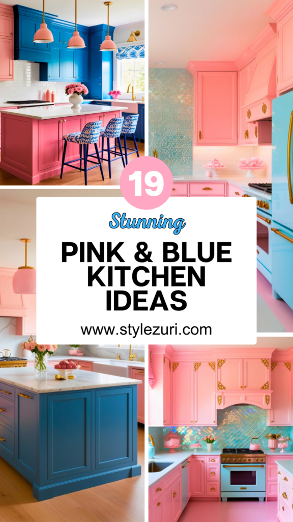 pink and blue kitchen