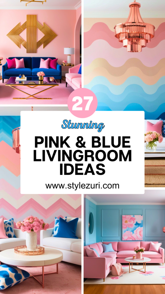 pink and blue living room