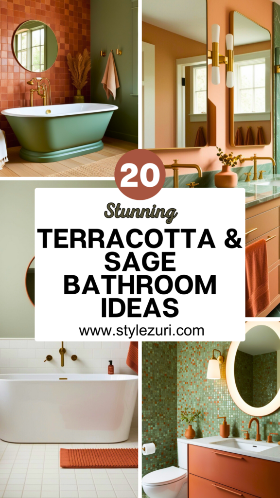 terracotta and sage green bathroom