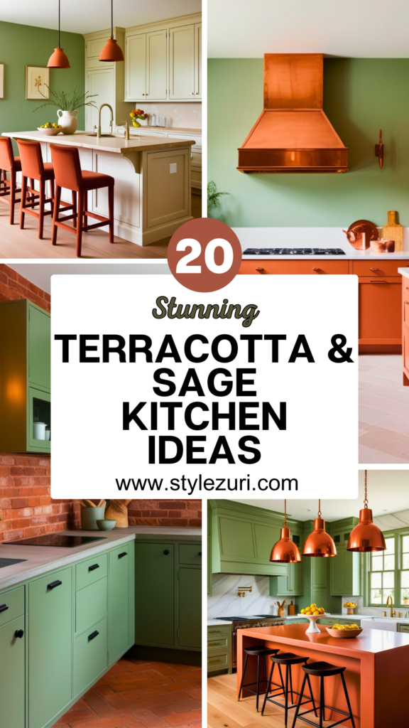 terracotta and sage green kitchen