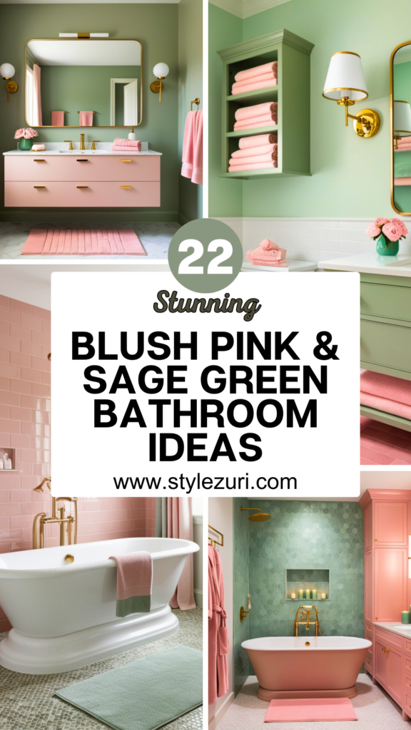 blush pink and sage green bathroom