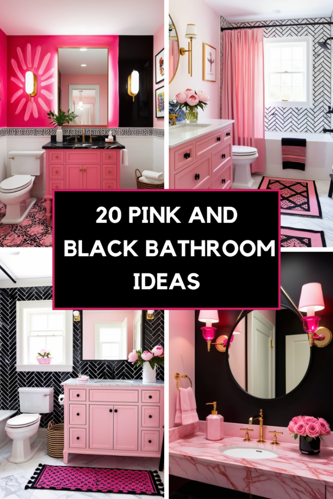 pink and black bathroom