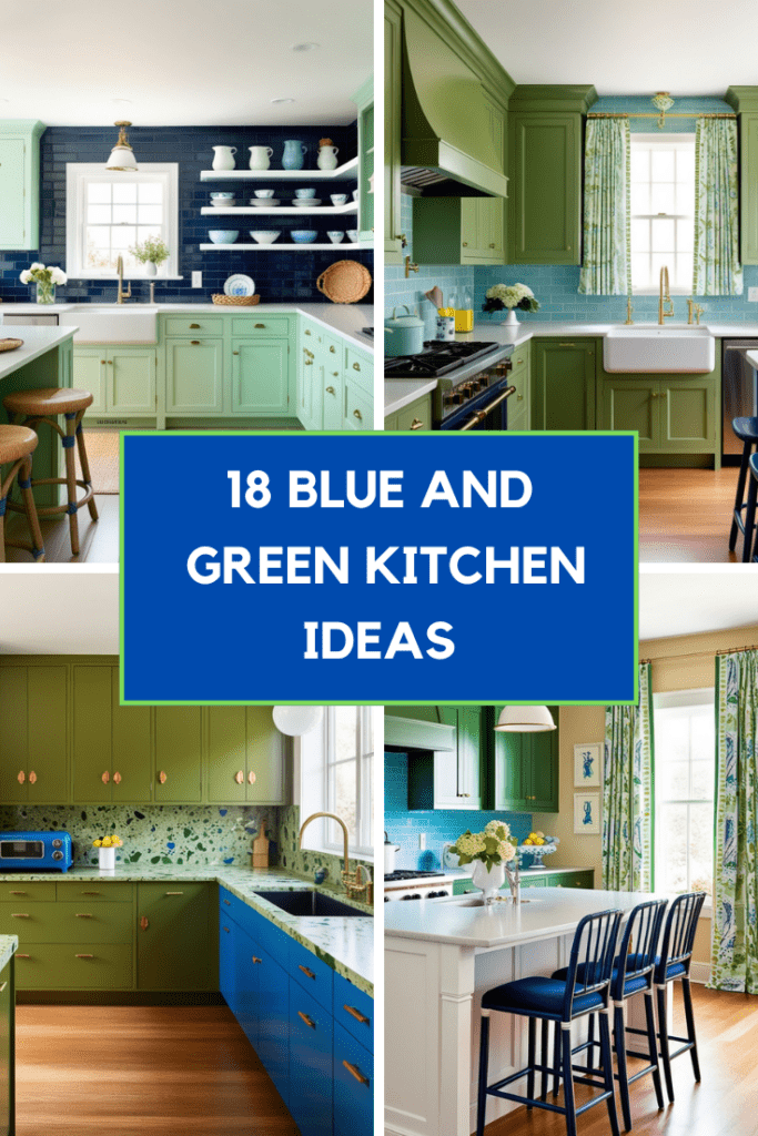 blue and green kitchen