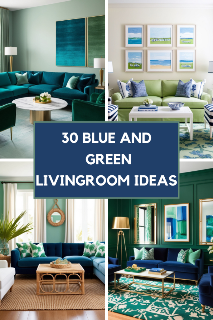 blue and green living room