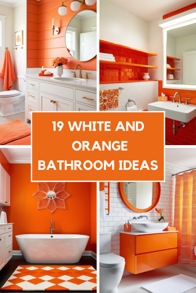 white and orange bathroom ideas