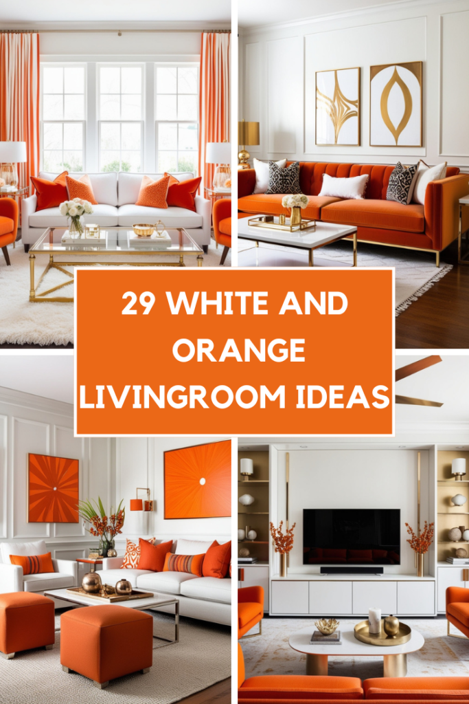 white and orange living room ideas