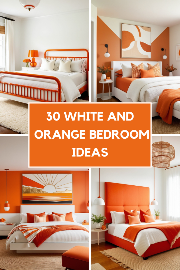 white and orange bedroom ideas