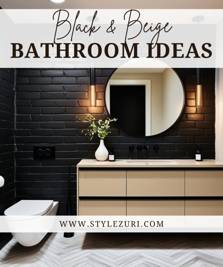 black and beige bathroom