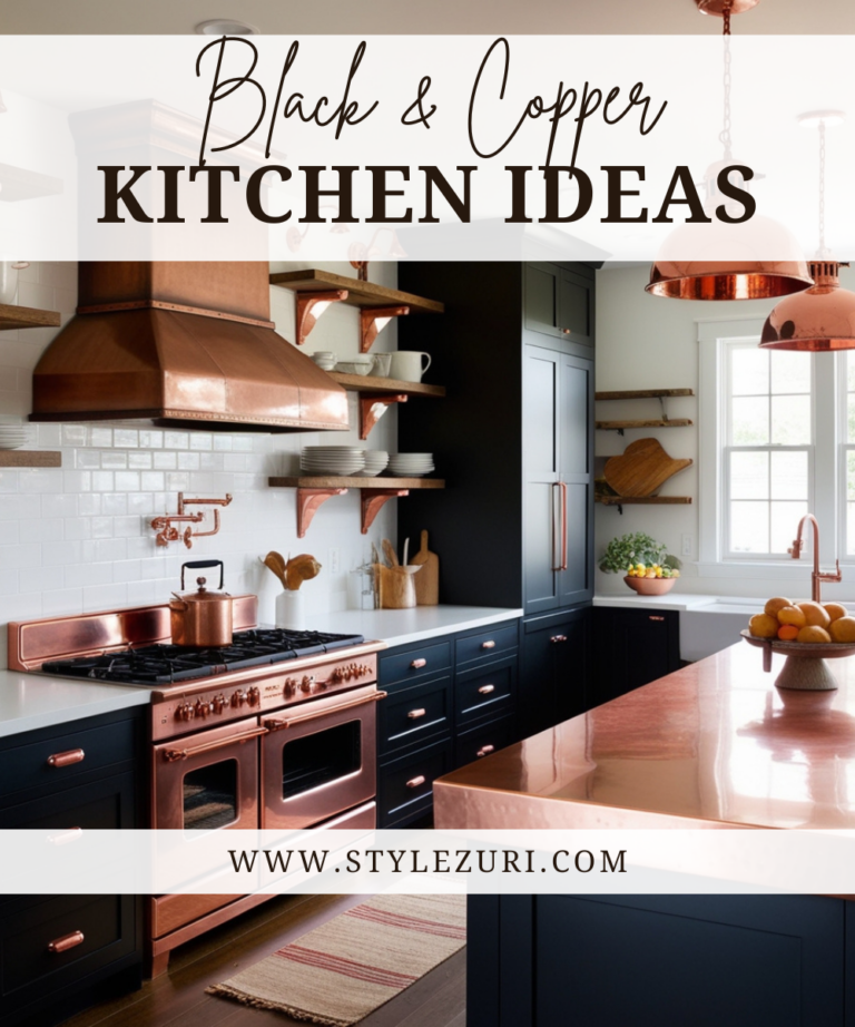 black and copper kitchen