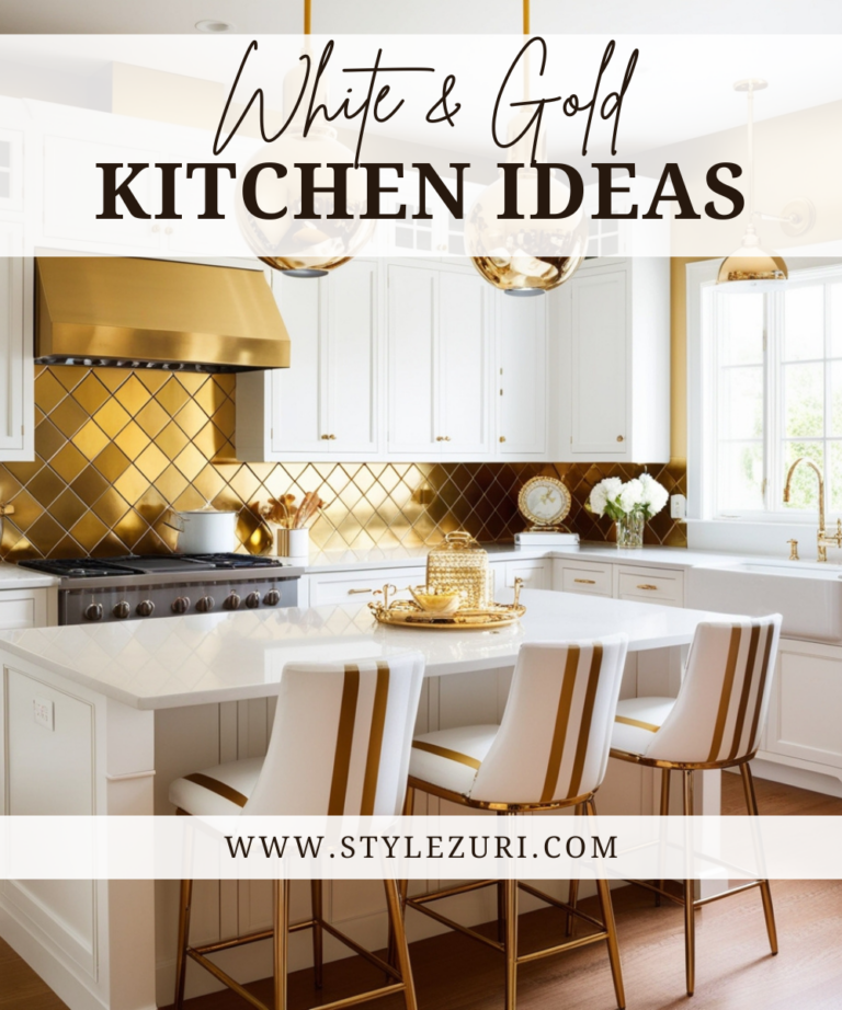 white and gold kitchen