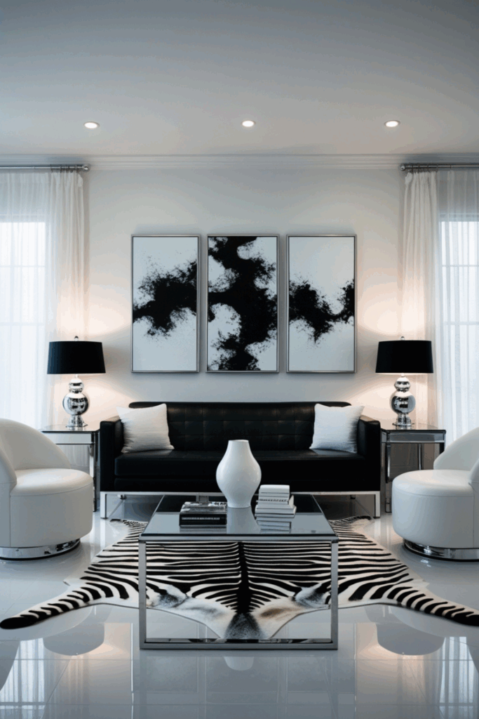 Black & White Zebra Living Room