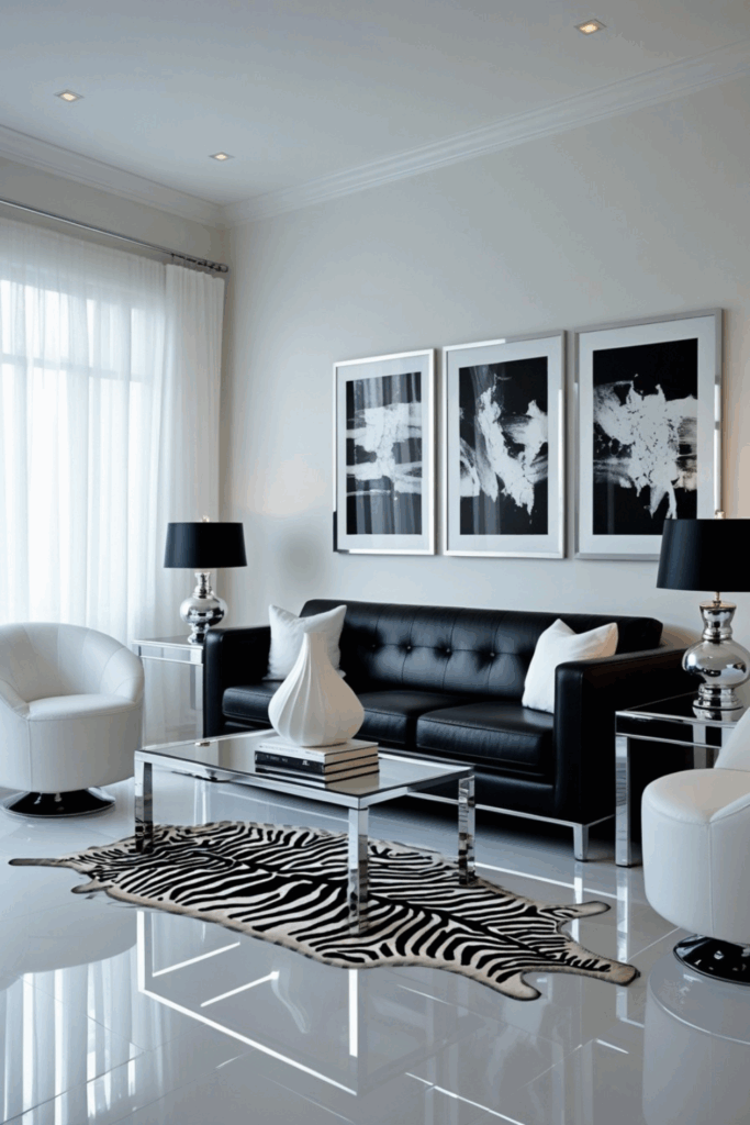 Black & White Zebra Living Room