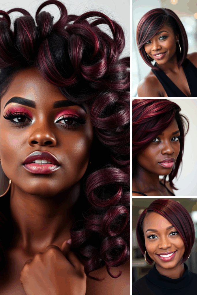 black women with deep burgundy hair